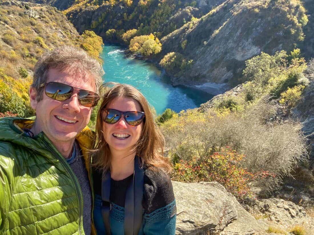 Simon and Erin on the Gibbston Valley wine trail in autumn