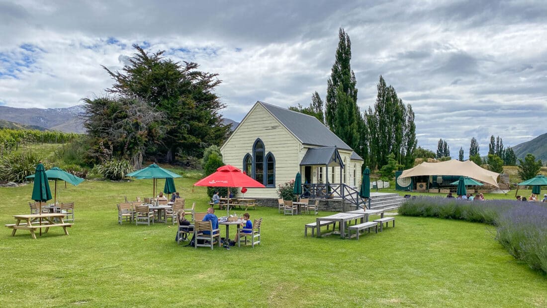 Cargo Brewery beer garden in the Gibbston Valley