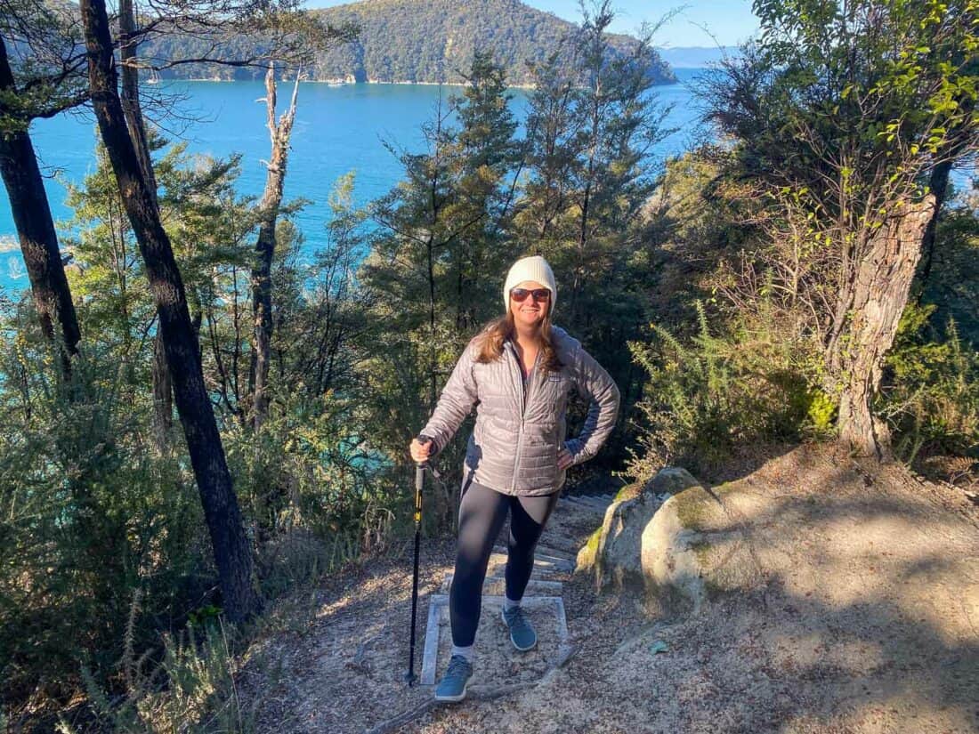 Hiking in Abel Tasman National Park in my Allbirds Wool Runner Mizzles