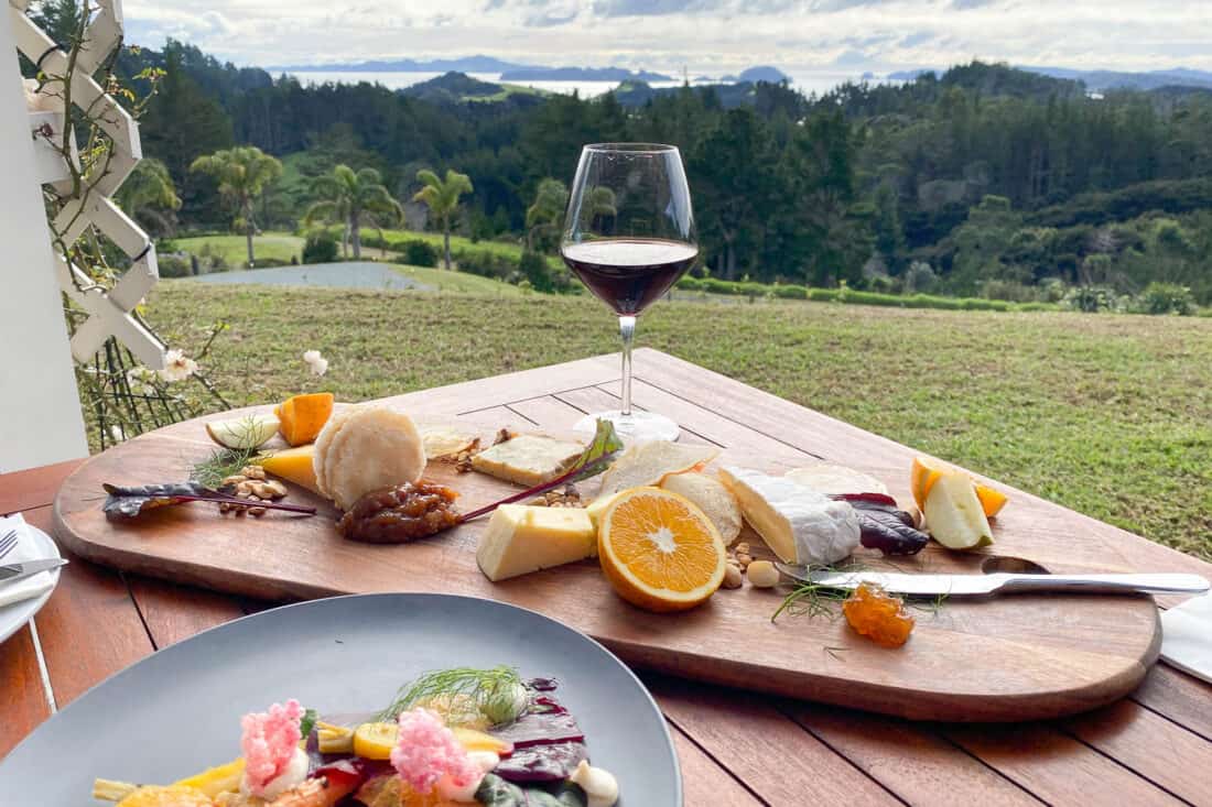 Lunch at Sage at Paroa Bay Winery near Russell in Bay of Islands, New Zealand