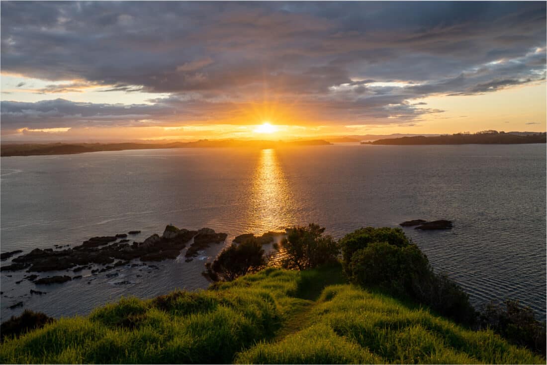Tapeka Point Track at sunset in Bay of Islands, New Zealand