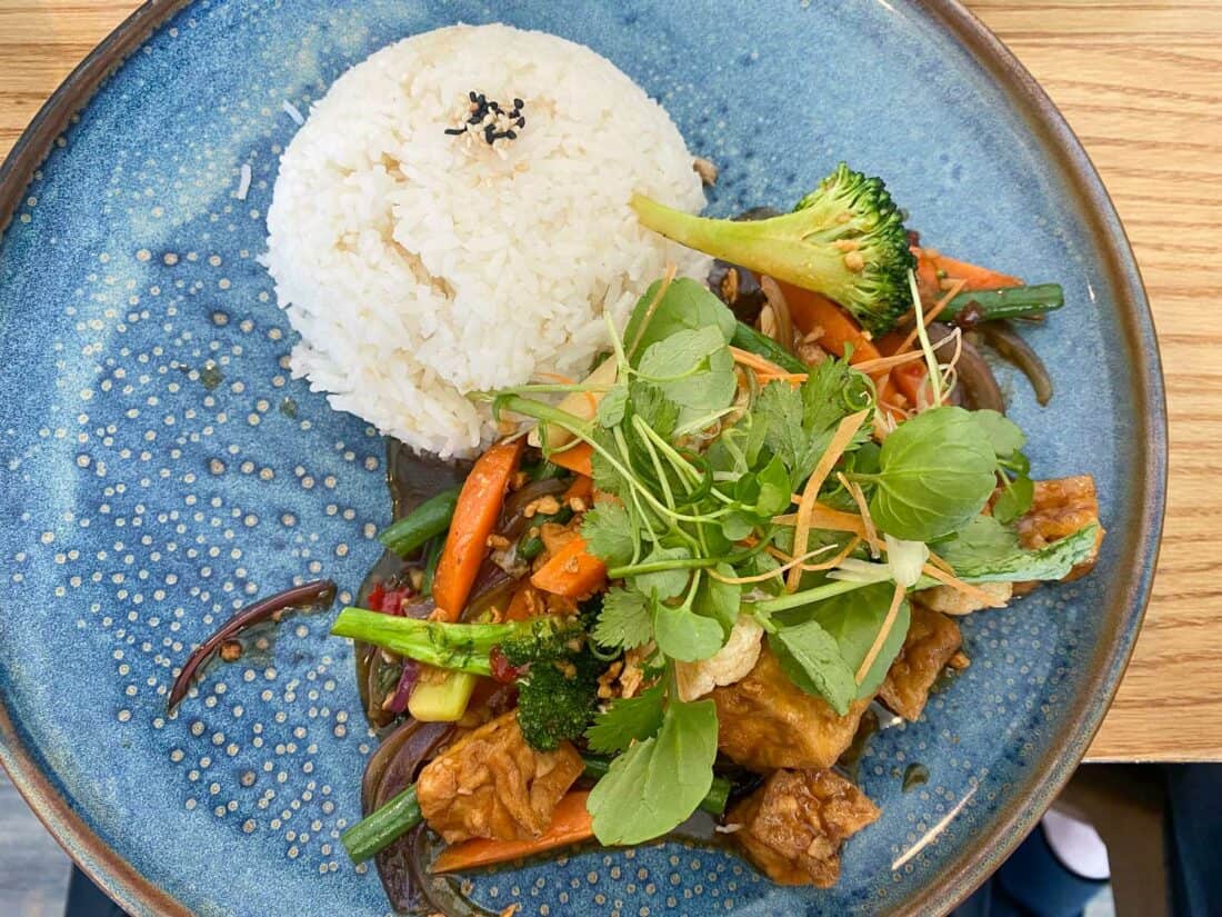 Basil Stir fry at Nahm in Nelson, New Zealand