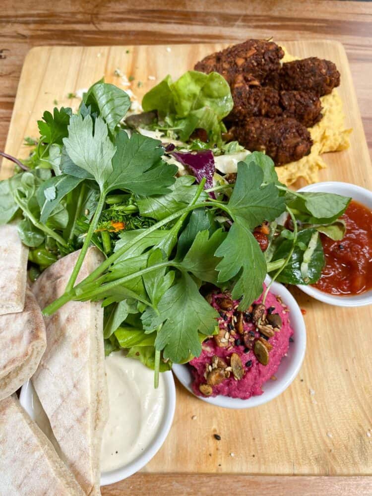 Falafel platter at Toad Hall near Nelson, New Zealand