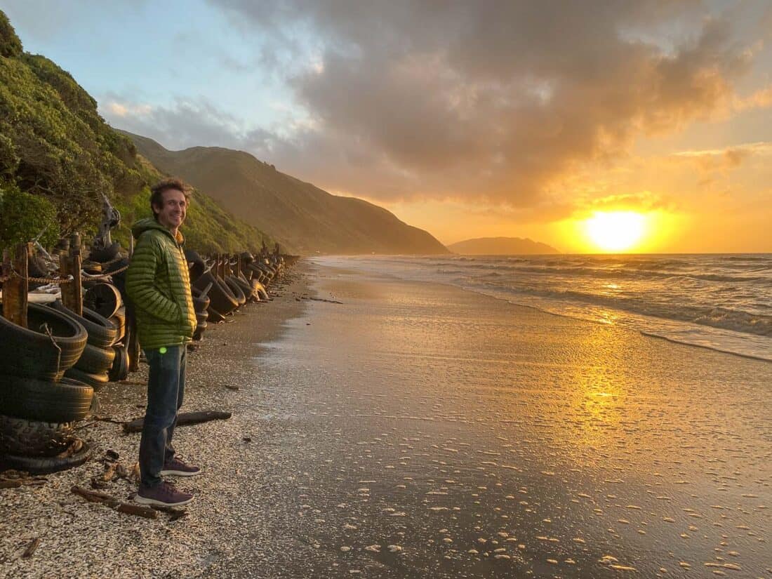 Paekakariki Beach on the Kapiti Coast at sunset