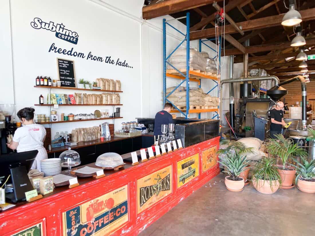 Interior of Sublime Roastery and Brew Bar in Nelson, New Zealand