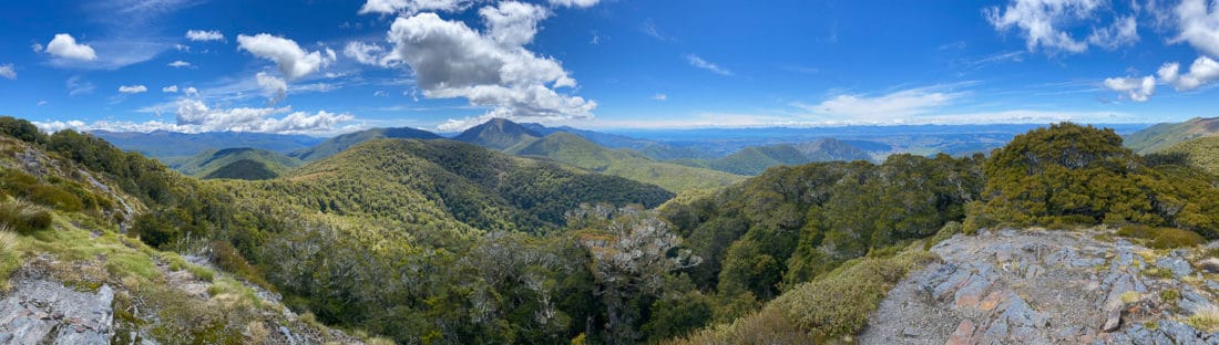 The view from just above Mt Arthur Hut in Kahurangi National Park near Nelson, New Zealand