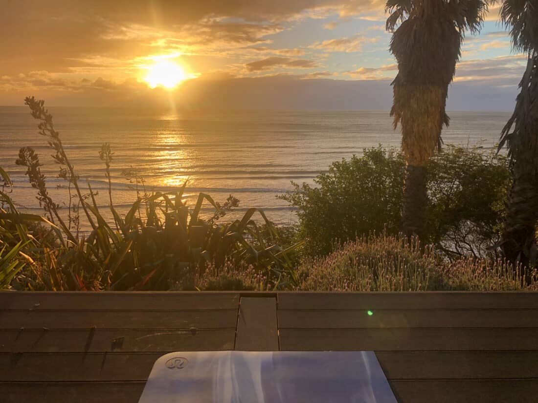 Sunset yoga during lockdown in Paekakariki