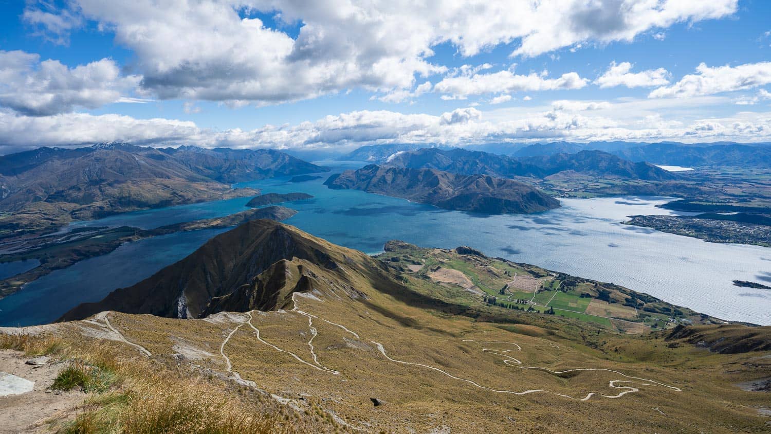 The view from the summit of Roy's Peak looking down to Wanaka