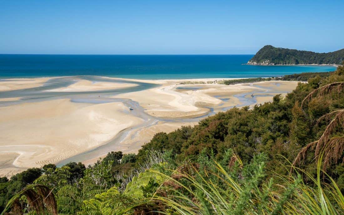 The Awaroa inlet at low tide in Abel Tasman National Park, New Zealand