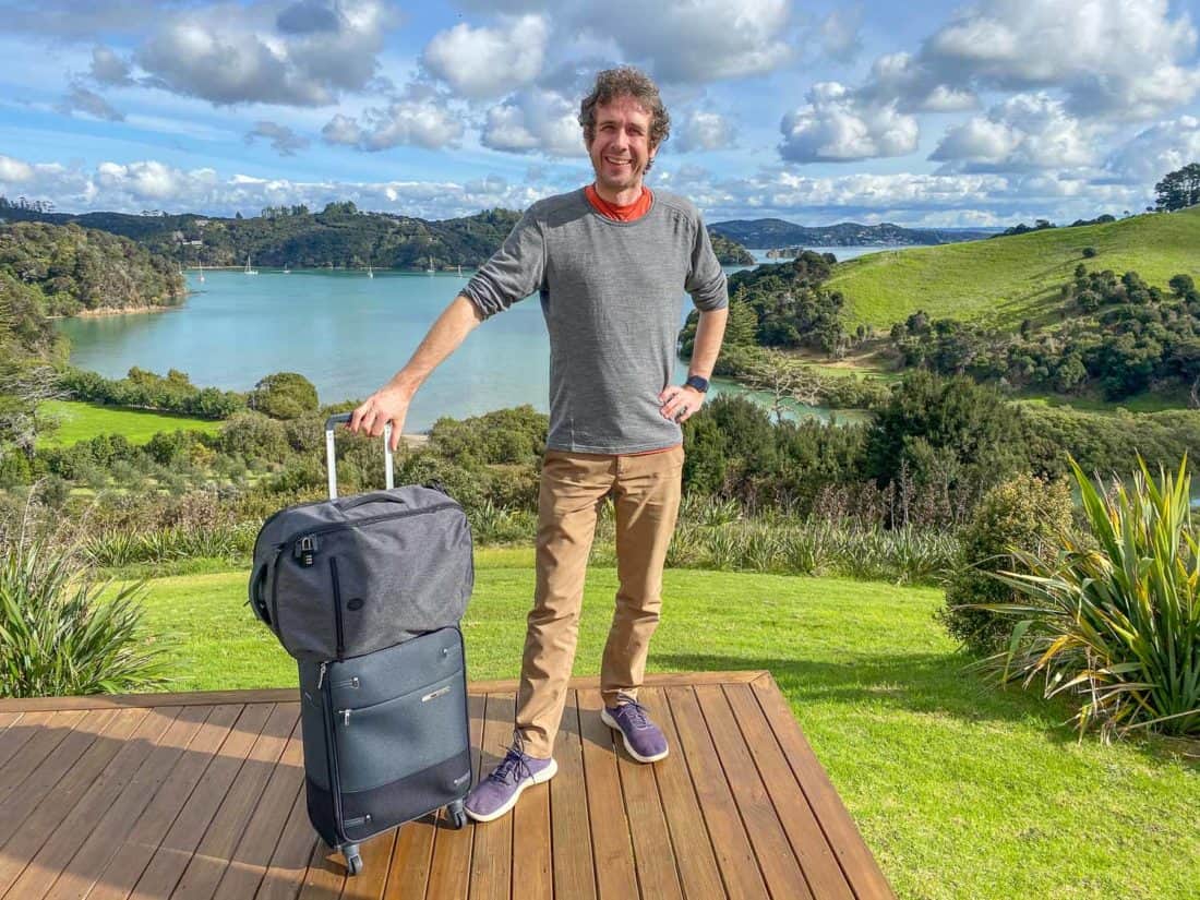 Simon with his Samsonite suitcase