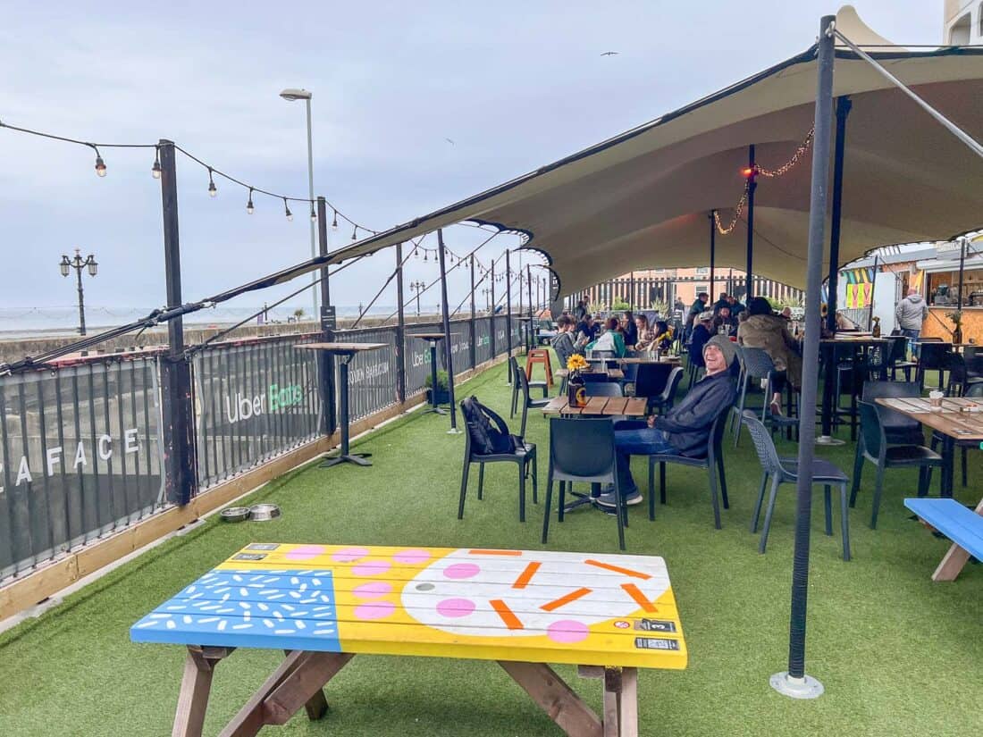 Colourful tables and sea views at Level 1 on Worthing seafront