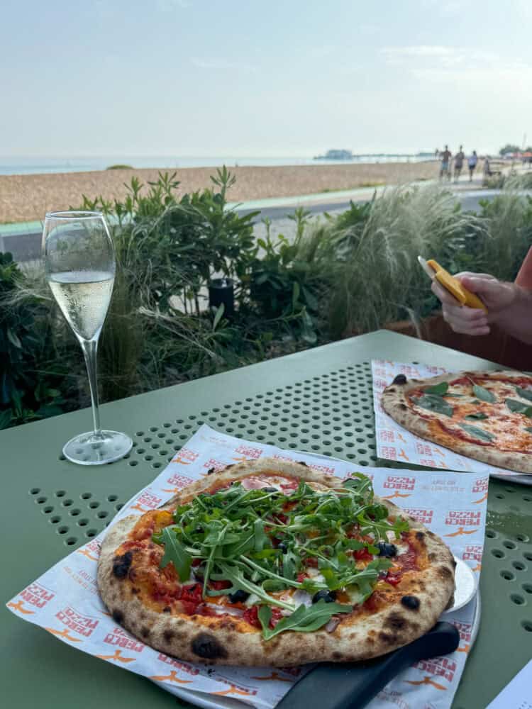 Pizza by the beach at Perch on the Parade in Worthing, England