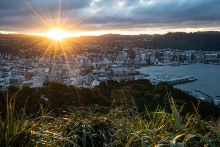 Watching the sunset at Mount Victoria is one of the best things to do in Wellington New Zealand