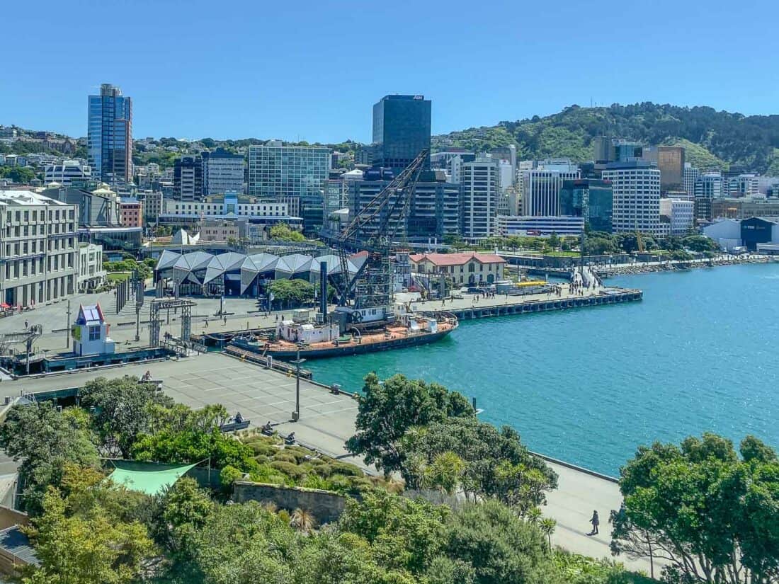 Wellington waterfront taken from Te Papa Museum