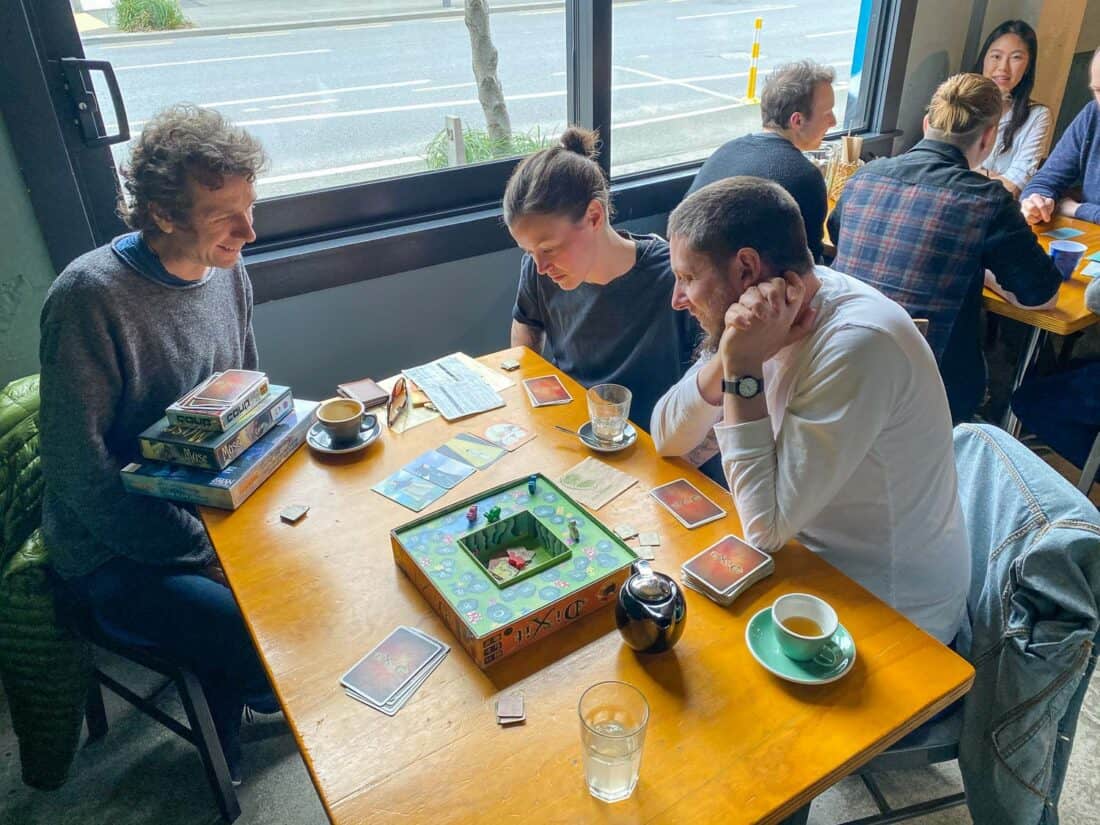 Playing board games at Counter Culture in Wellington NZ