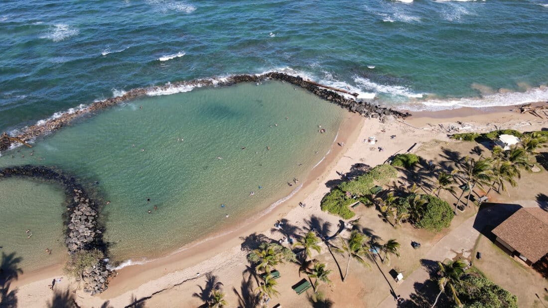 Overhead shot of Lydgate, Kauai