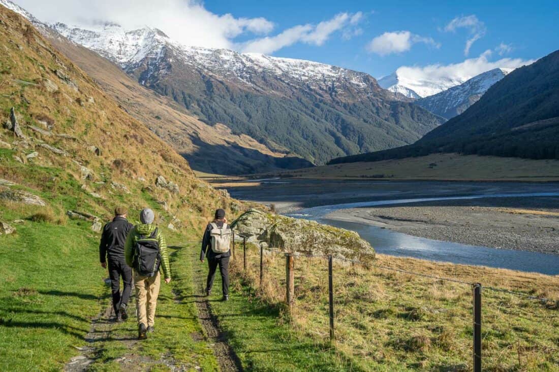 Hiking to Aspiring Hut in Mt Aspiring National Park, one of the best places to visit in New Zealand