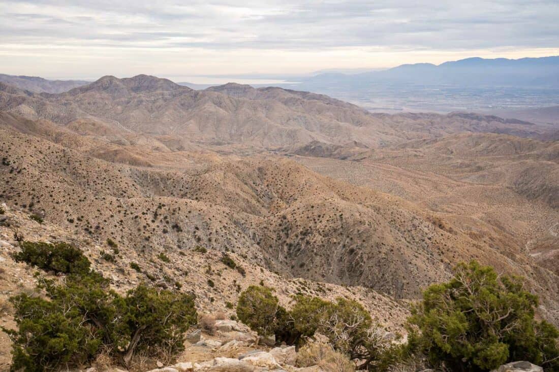 View at Keys View in Joshua Tree National Park towards Salton Sea