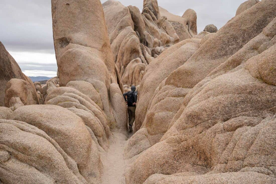 Slot canyon near Arch Rock in Joshua Tree National Park