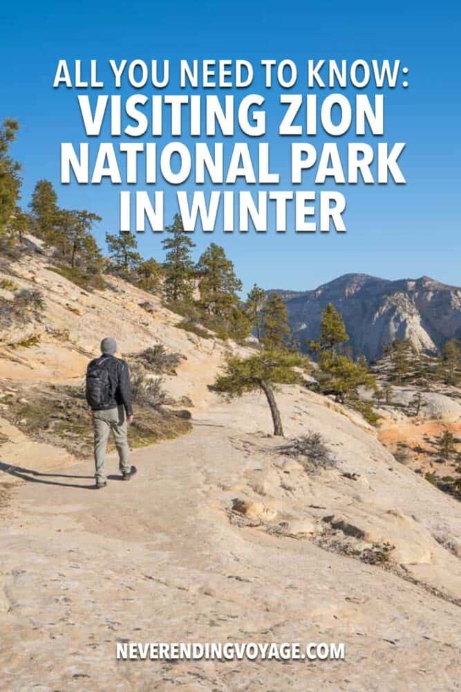Zion National Park Winter Guide Pinterest pin