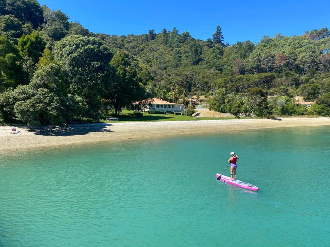 Erin paddleboarding in Marlborough Sounds