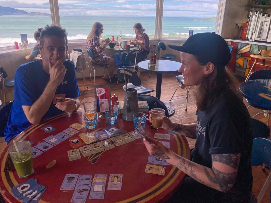 Playing games at Maranui Cafe in Wellington