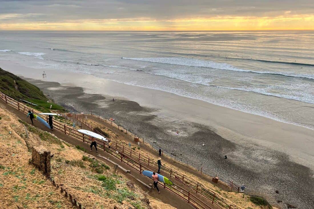 Sunset at Beacon's Beach in Encinitas San Diego, USA