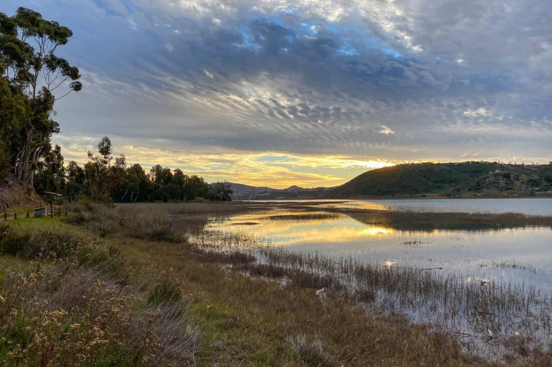 Sunrise at Batiquitos Lagoon in San Diego, California, USA