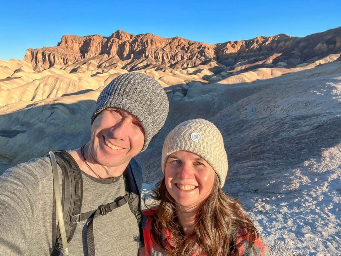 Us hiking from Zabriskie Point to Golden Canyon in Death Valley