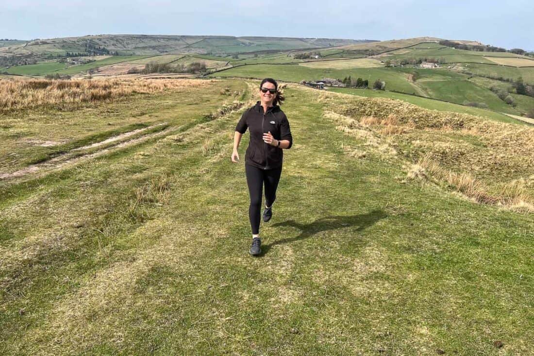 Running in Allbirds Trail Runners in the Peak District hills