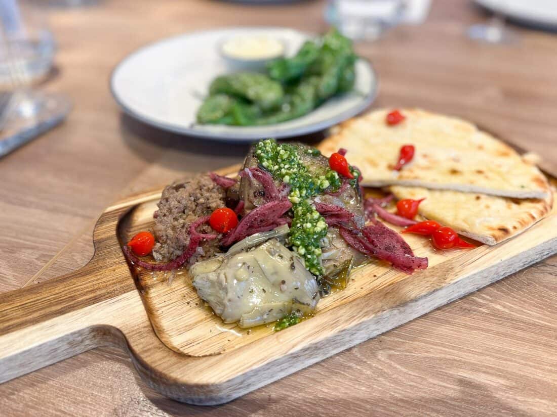 Garden board at Bayside Social, one of the best seafront restaurants in Worthing, West Sussex