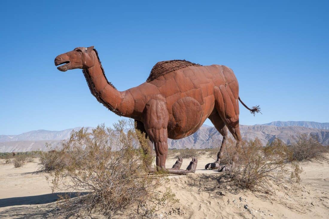 Camelops sculpture in Galleta Meadows, Borrego Springs, California, USA