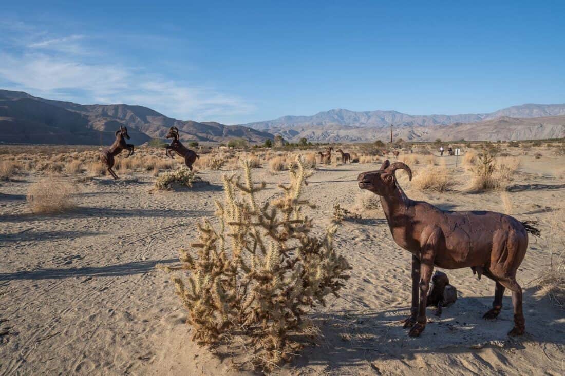 Big horn sheep Galleta Meadows sculptures, Borrego Springs, California, USA