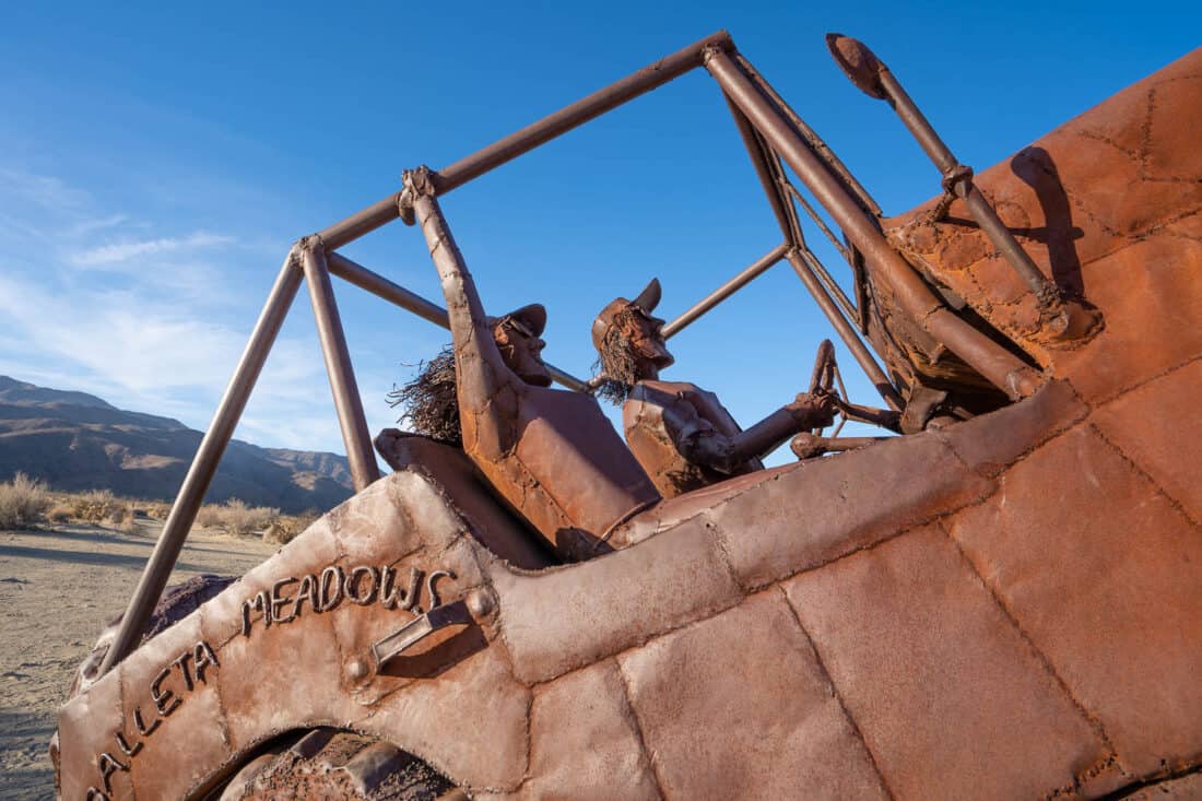 1946 Willys Jeep metal sculpture in Anza Borrego, San Diego County