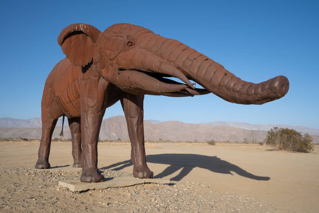 Gomphothere or elephant sculpture in Anza Borrego
