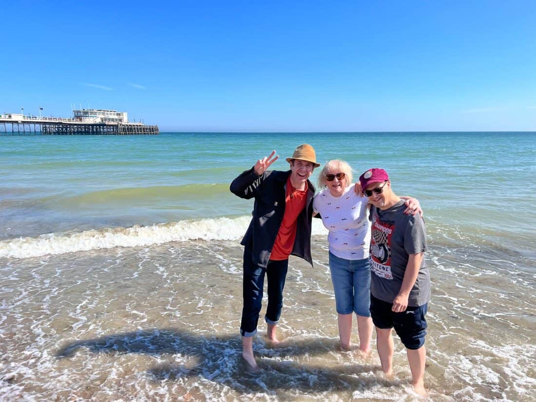 Vibrant teal water of Worthing Beach in West Sussex