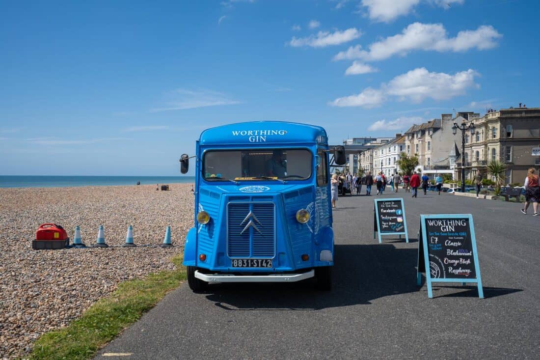 Worthing gin truck on the seafront
