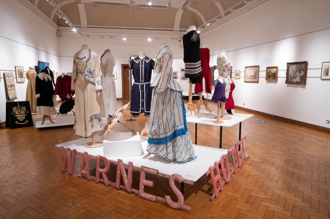 Costumes on display at Worthing Museum, England