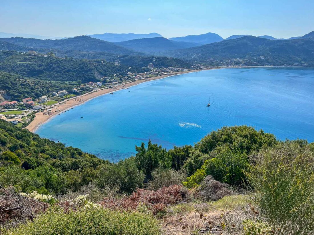 Agios Georgios Pagon beach from the Porto Timoni trail in Corfu