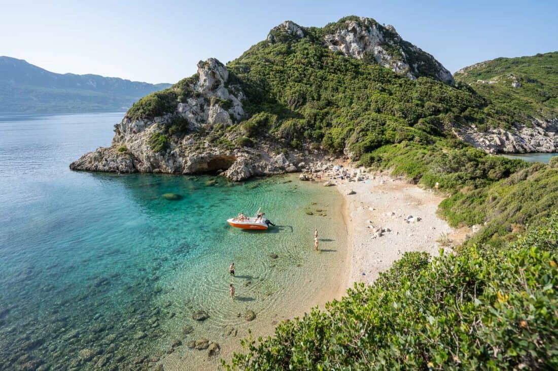 Water taxi at Porto Timoni beach, Corfu