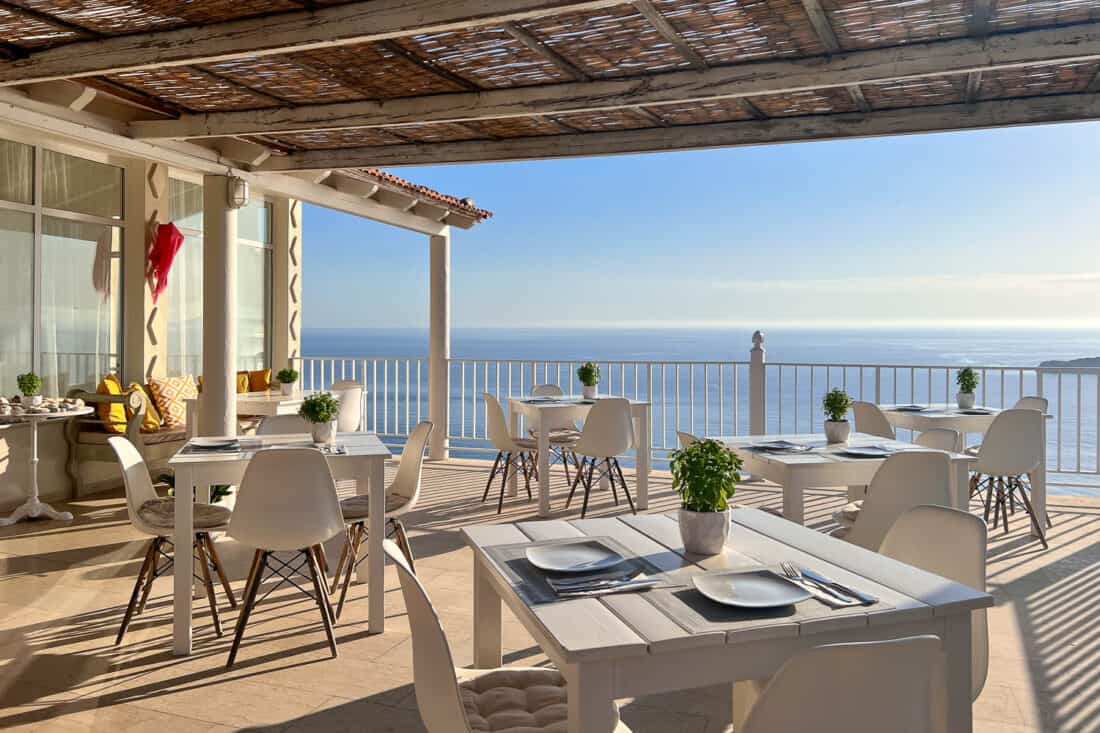 Dining area at Evdemon, Corfu, Greece