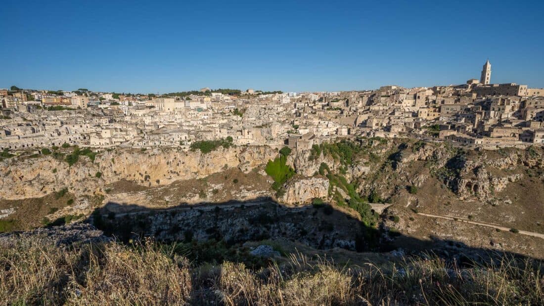 Matera view from Belvedere Murgia Timone on the ravine hike