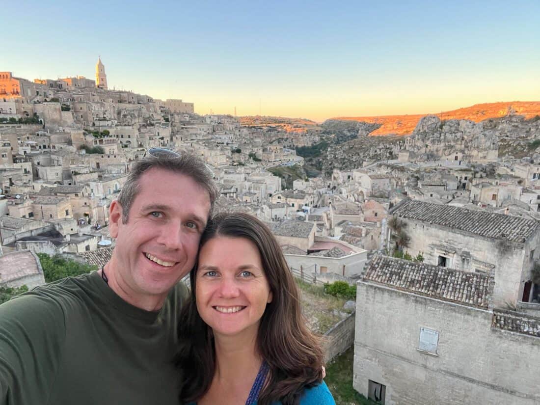 Simon and Erin at Belvedere di Piazza Giovanni Pascoli in Matera Italy