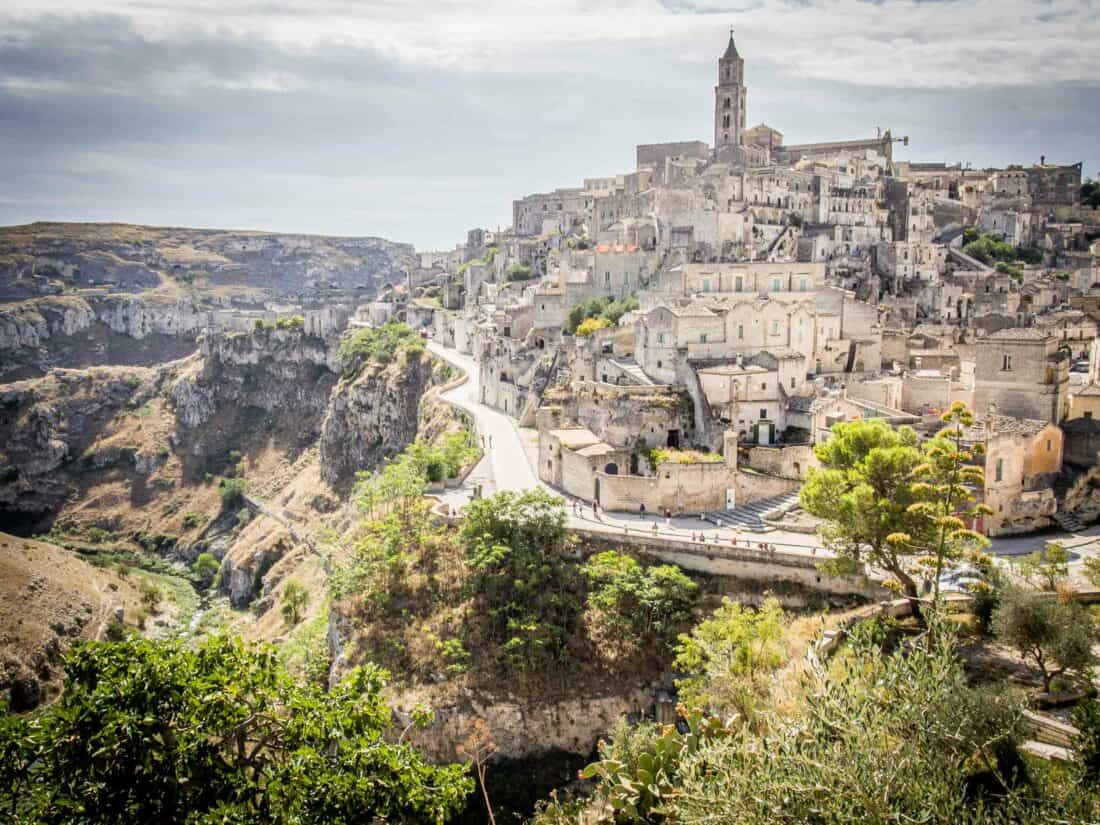 Cave city Matera on the edge of the ravine