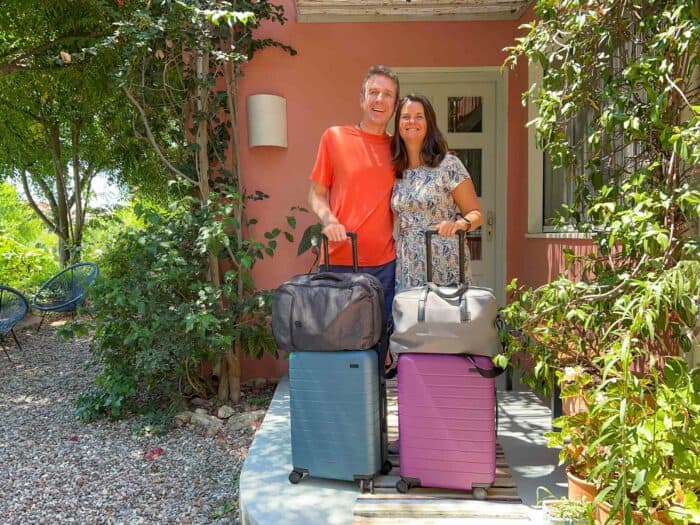 Erin and Simon with Away Bigger Carry Ons share their best carry on packing list