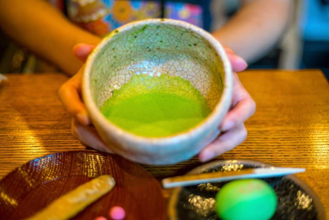 Matcha green tea in a Kyoto teahouse - a must do in Kyoto