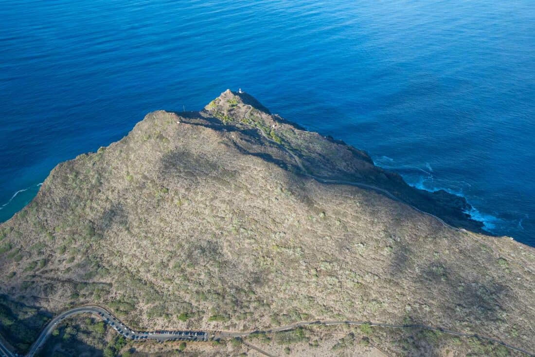 Makapu'u Point Lighthouse on Oahu from above