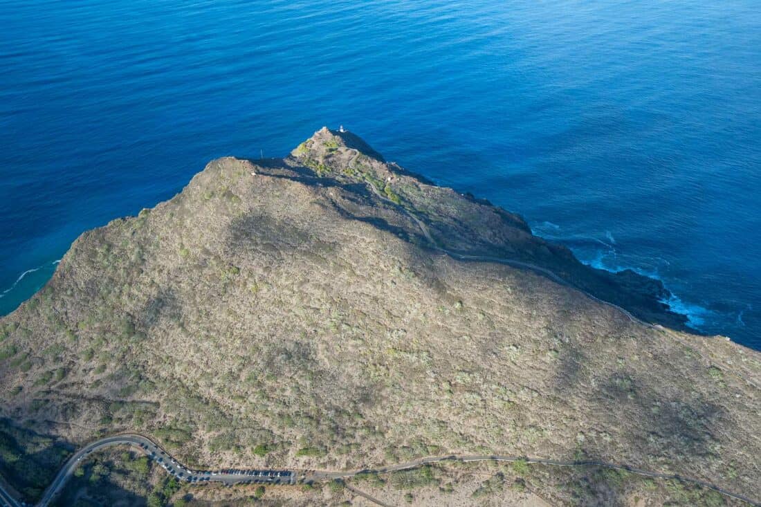 Makapu'u Point Lighthouse on Oahu from above