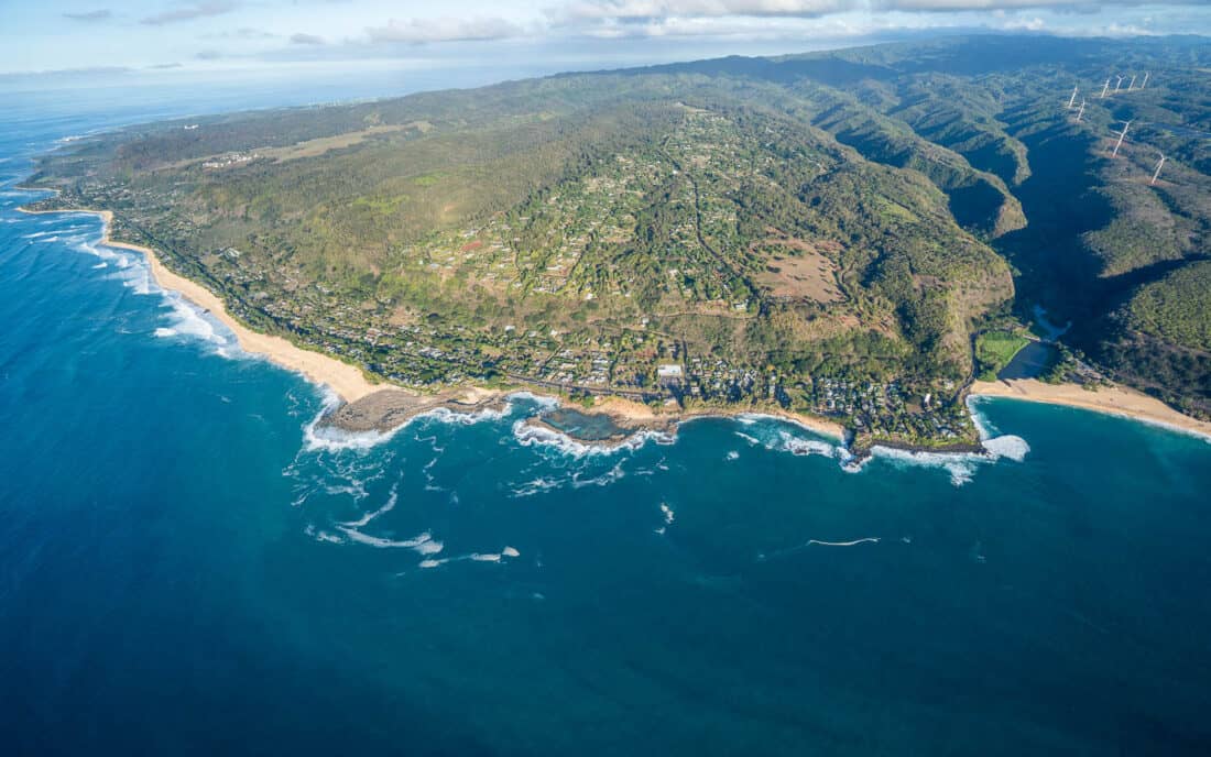 North Shore on a Oahu helicopter tour