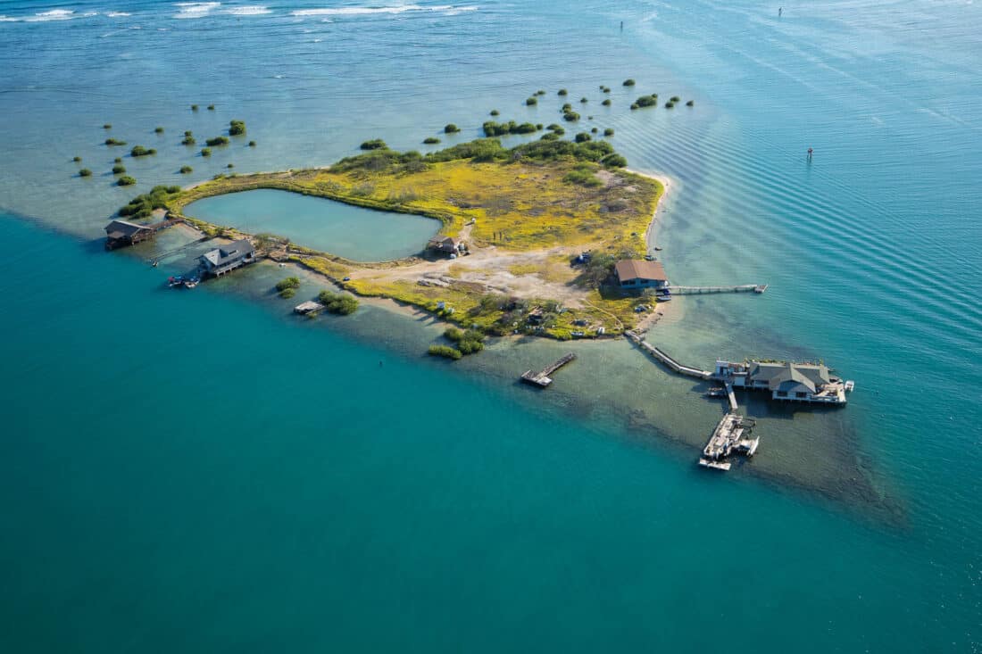 Mokauea Island from above on a Honolulu helicopter tour